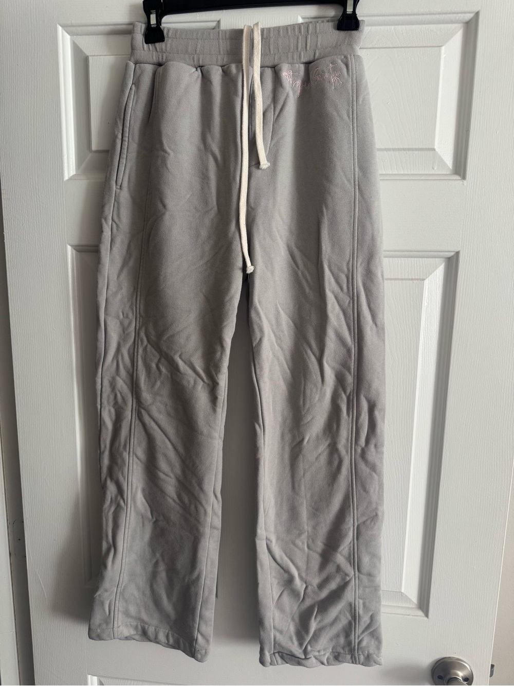 Women's Light Gray Boot-Cut Lounge Pants with Drawstring
